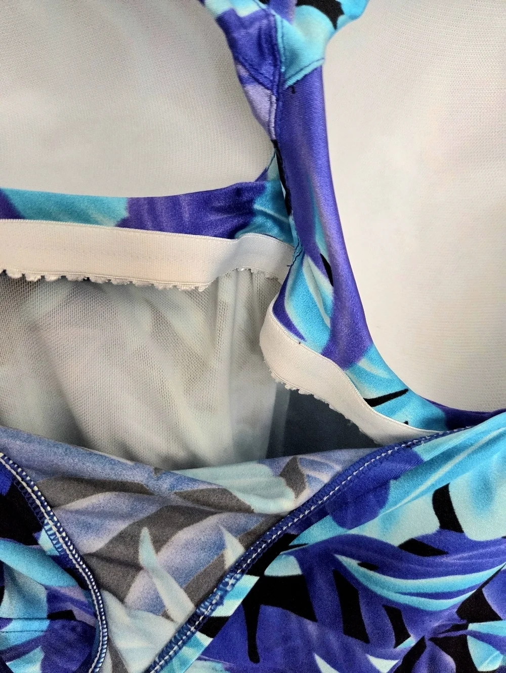 Maxine Of Hollywood Blue Tropical Leaf Print Swimsuit